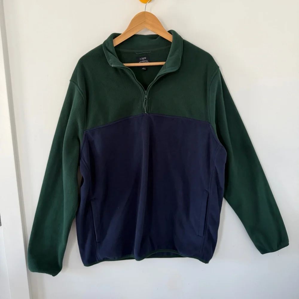 J. Crew Factory Green and Navy Zip-Up Sweater - Picture 1 of 4